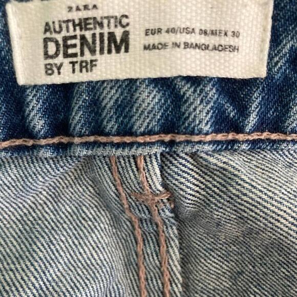 Zara Boyfriend Jeans Washed Blue size US 8 High rise Cotton - Picture 4 of 6